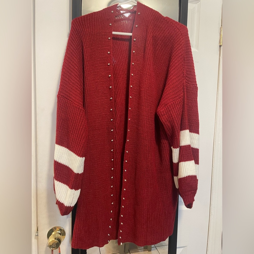 Sweater with varsity jacket inspired